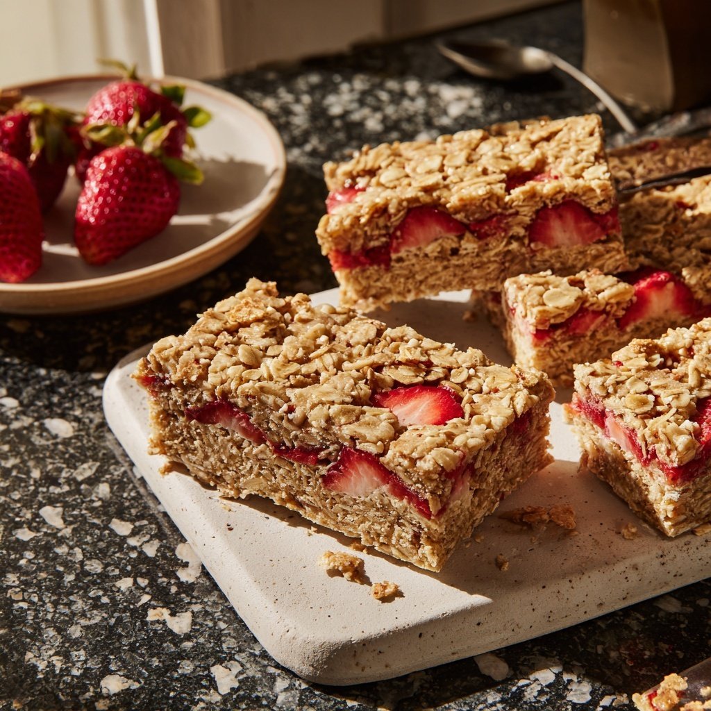 Strawberry Snack Bars with Oats