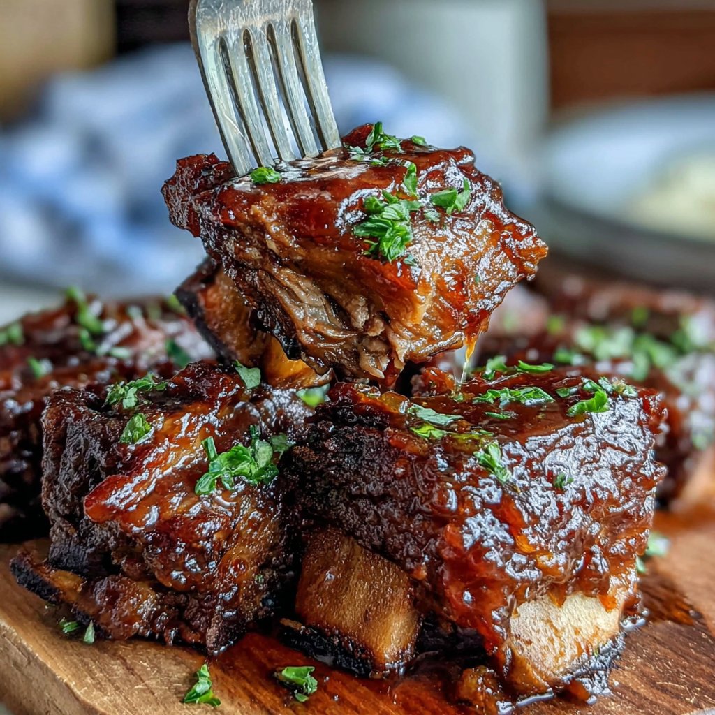 Bourbon-Peach Glazed Short Ribs